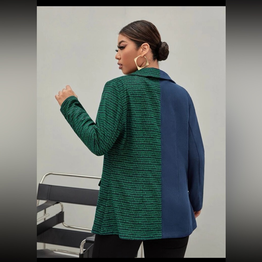 Shein Letter Graphic Colorblock Blazer